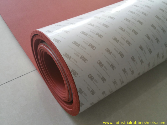 Промышленный лист 100% пенистого каучука силикона девственницы ранга с красным цветом прилипателя 3М затыловки