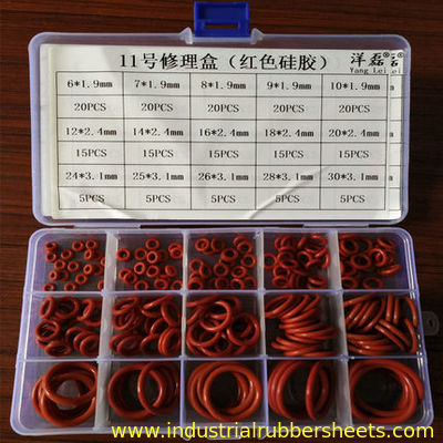 Red Color Virgin Silicone O Ring Kit with 15 Sizes for Industrial Sealing